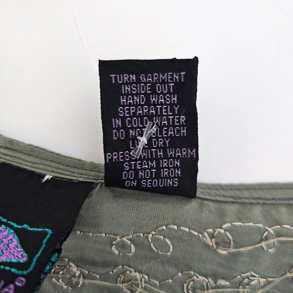 Junonia Tunic Top Size 4X Green Embroidered Cotton Sequins India Lightweight - Picture 10 of 11